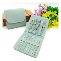 Set Manicure y Pedicure 12 Piezas Verde Con Herramientas